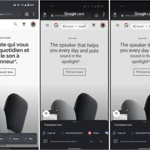 قابلیت ترجمه خودکار متن های اسکرین شات ها در گوگل لنز