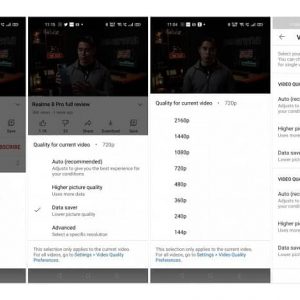 قابلیت تنظیمات رزولوشن ویدیوها در اپلیکیشن موبایل یوتیوب