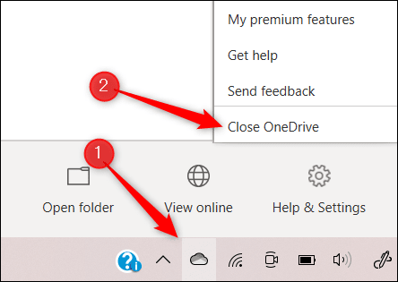 Click OneDrive icon and Close OneDrive. - نحوه ریست وان درایو در ویندوز 10 به منظور رفع مشکل همگام سازی