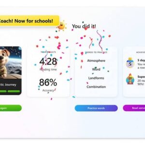 مایکروسافت Reading Coach به عنوان یک اپلیکیشن برای مدارس منتشر شد