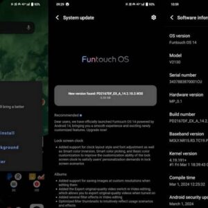 ویوو V23 آپدیت اندروید 14 را دریافت کرد