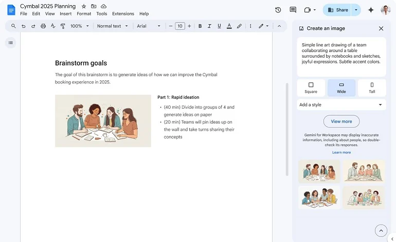 حالا از Gemini برای ایجاد تصویر در Google Docs استفاده کنید
