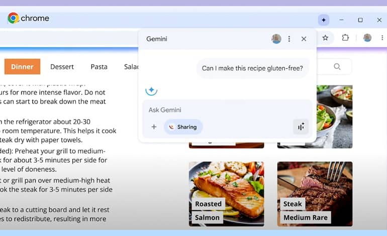 گوگل Gemini را به مرورگر کروم اضافه می‌کند