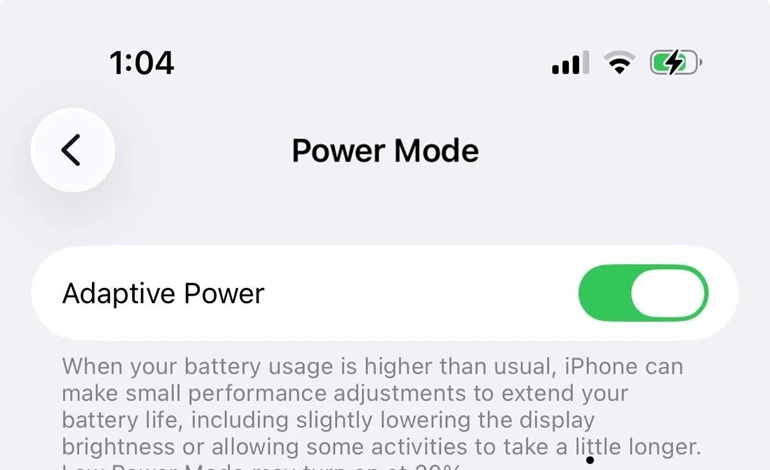 حالت "Adaptive Power" در iOS 26 با کاهش عملکرد، عمر باتری را افزایش دهد