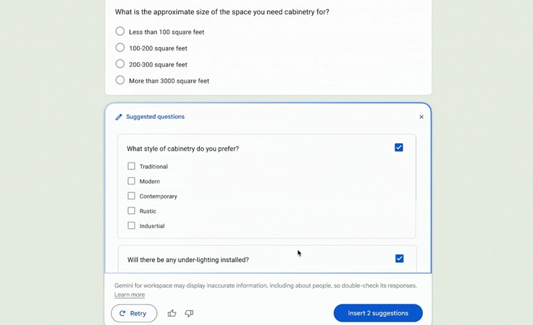 افزوده شدن قابلیت جدید Gemini به گوگل Forms برای صرفه‌جویی در زمان
