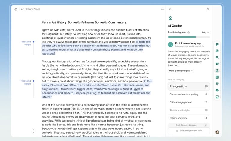 ایجنت هوش مصنوعی جدید Grammarly قادر است نمره احتمالی یک مقاله را پیش‌بینی کند