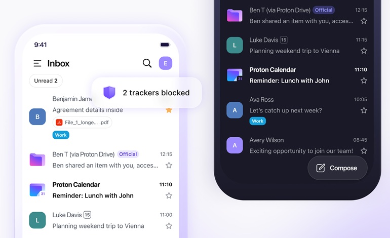 بازطراحی اپلیکیشن Proton Mail با تمرکز بر سرعت، سادگی و حریم خصوصی