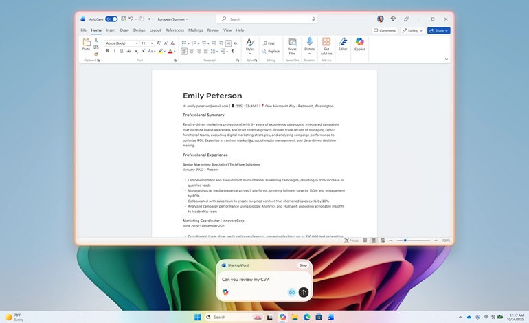 اکنون میتوانید از Copilot Vision به صورت متنی استفاده کنید