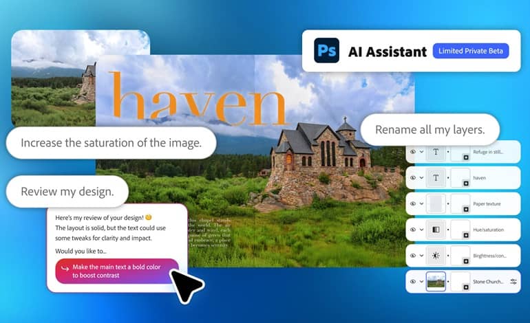 دستیار هوش مصنوعی جدید فتوشاپ برای خودکارسازی وظایف تکراری