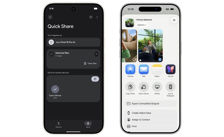 قابلیت Quick Share حالا با AirDrop در سری پیکسل 10 سازگار است