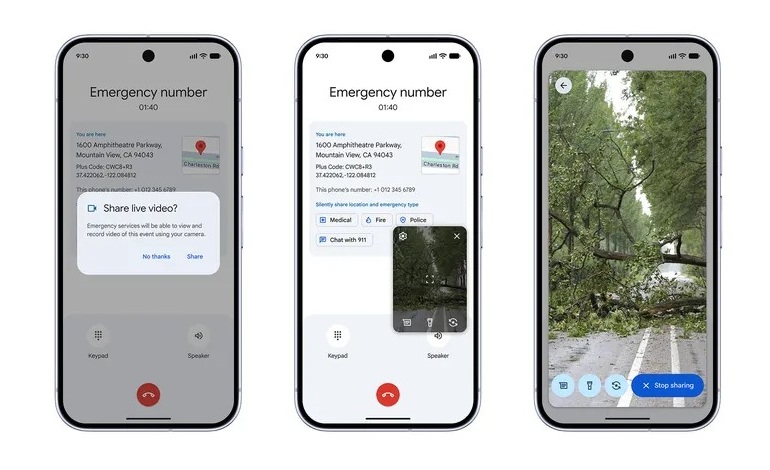 اندروید قابلیت اشتراک‌گذاری ویدیوی زنده با خدمات اضطراری را دریافت می‌کند