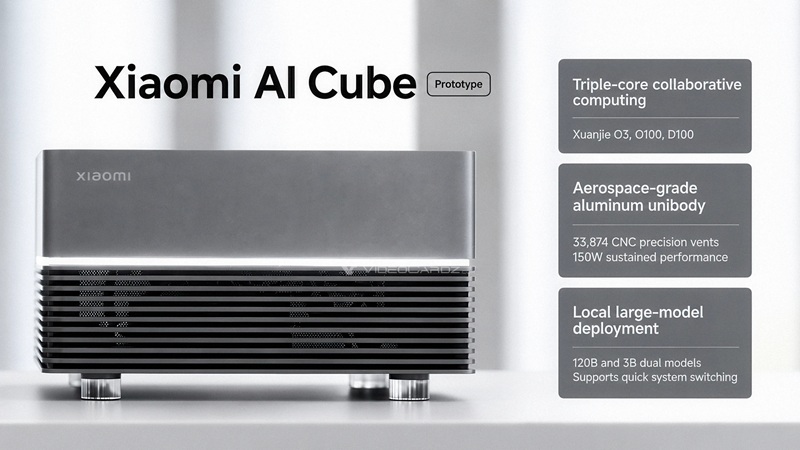 شیائومی از مینی کامپیوتر AI Cube با تراشه‌های XRING O3، O100 و D100 رونمایی کرد