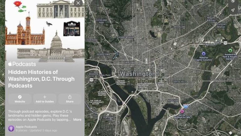 اپل مکان‌های دیدنی را در اپلیکیشن Maps به قسمت‌های پادکست Hidden Histories مرتبط می‌کند